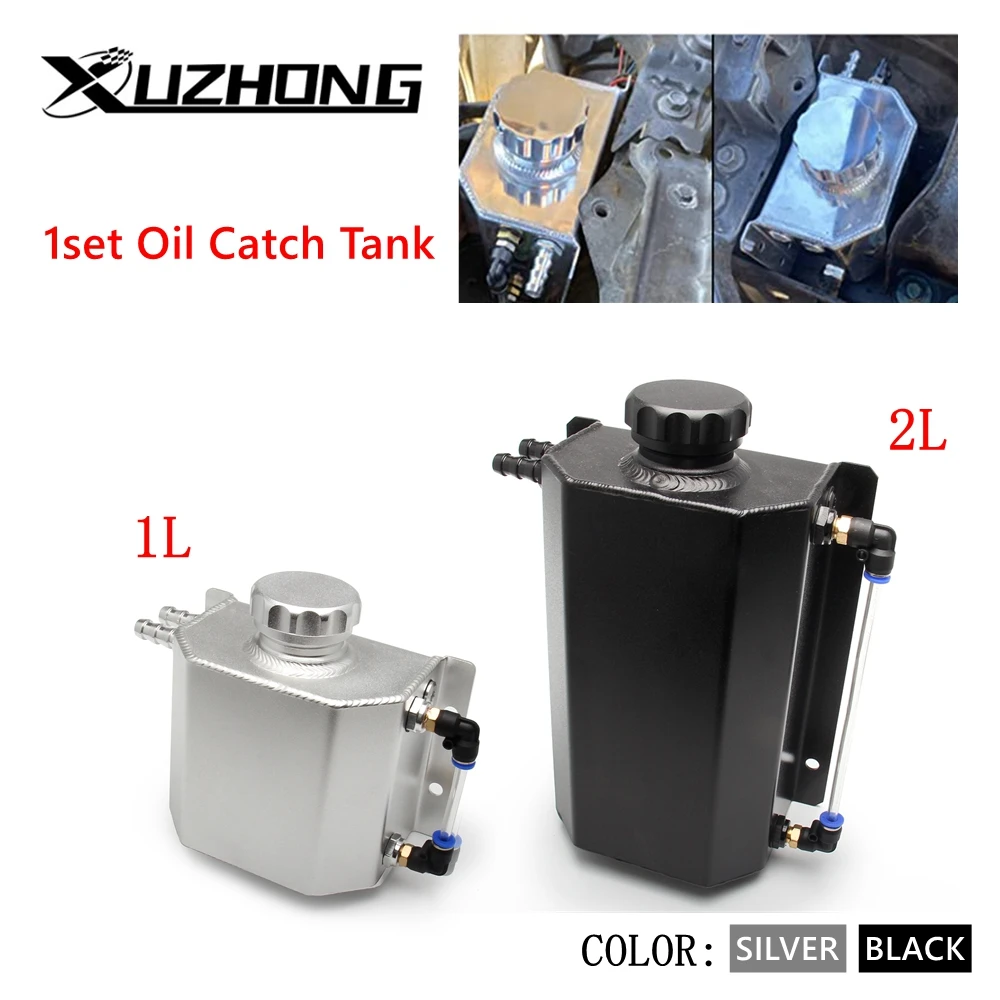 Universal  Aluminum Alloy Engine Coolant  Radiator Overflow Tank 1000Ml/2000Ml Square Overflow Tank 1L/2L With Drain Plug