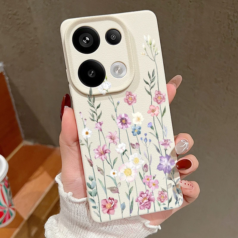 Floral Leather Texture Soft Phone Case