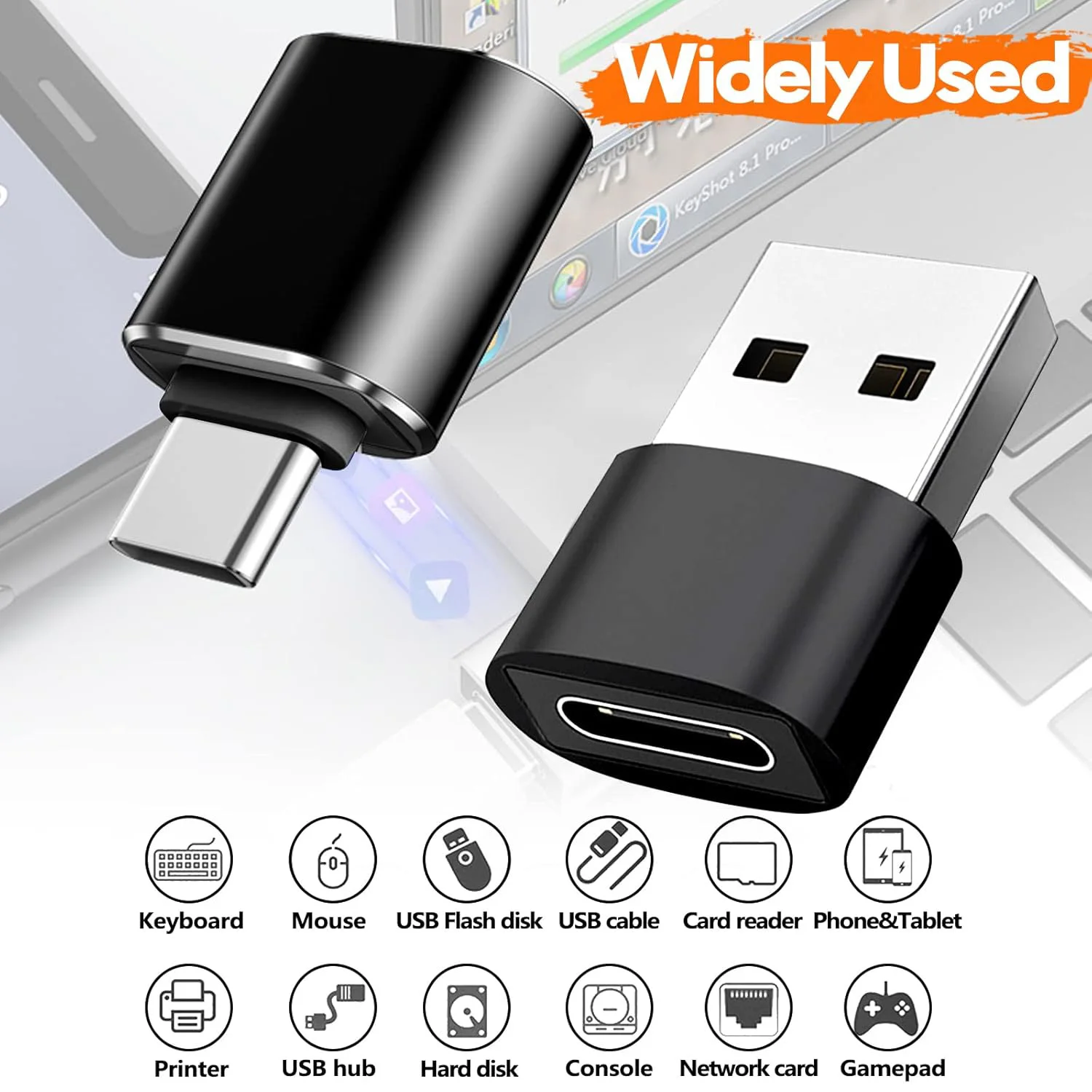 4개입 USB C 남성-USB 여성 어댑터 및 USB 남성-USB C 여성 어댑터 (아이폰, 삼성, 에어팟, 자동차용)