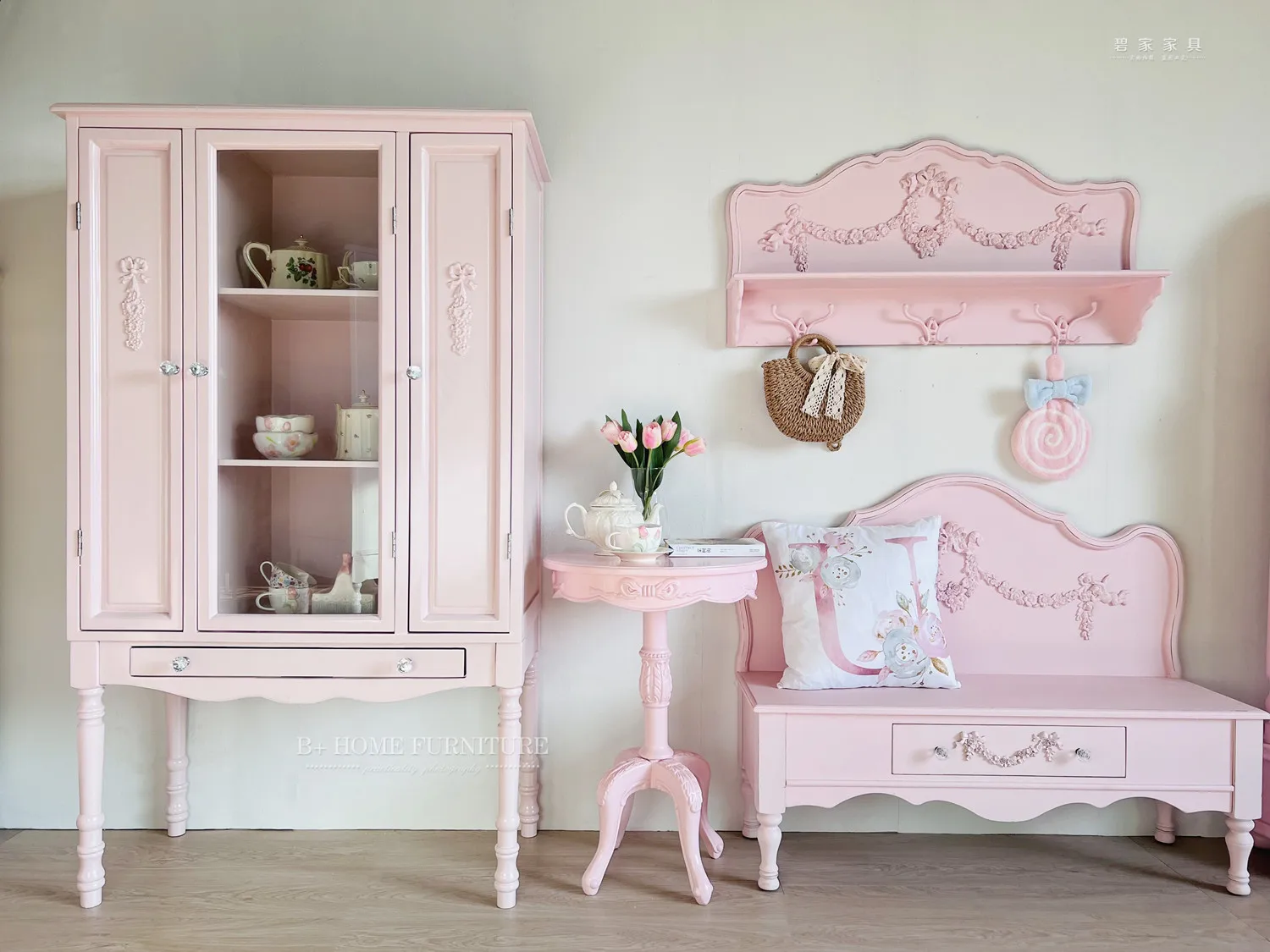 ZL French Solid Wood Small round Table Coffee Table Dessert Dining