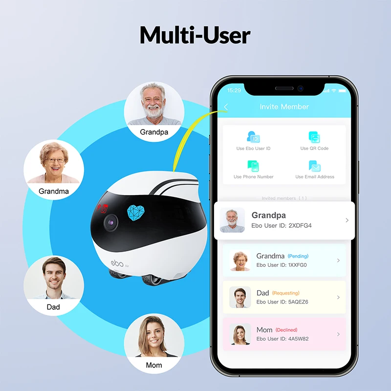 EBO AlR Robot Intelligent Family Wireless Whole House Mobile Camera Monitoring Companion Moving Voice Recognition Robots Bitzee