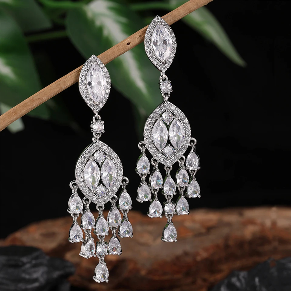 ZAKOL Brand Gorgeous Clear Marquise AAA Cubic Zirconia