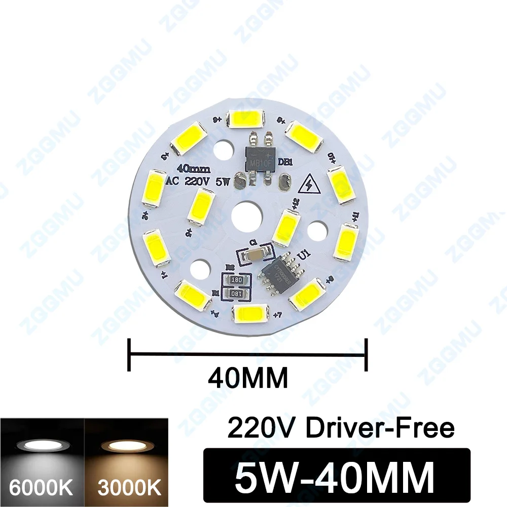 Description Picture 5 of itemLED Downlight Chip 5W 7W 12W 15W 18W 24W SMD 2835 Round Lamp Beads AC 220V- Driver-Free Downlight Chip Lighting Spotlight