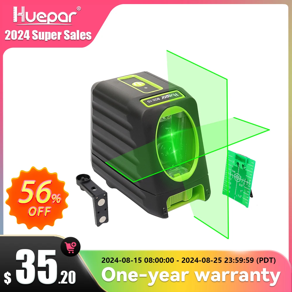 Huepar Self-leveling Vertical & Horizontal Lasers Green Beam Cross Line Laser Level 150 Degree 510nm Nivel Laser For Outdoor Use laser level