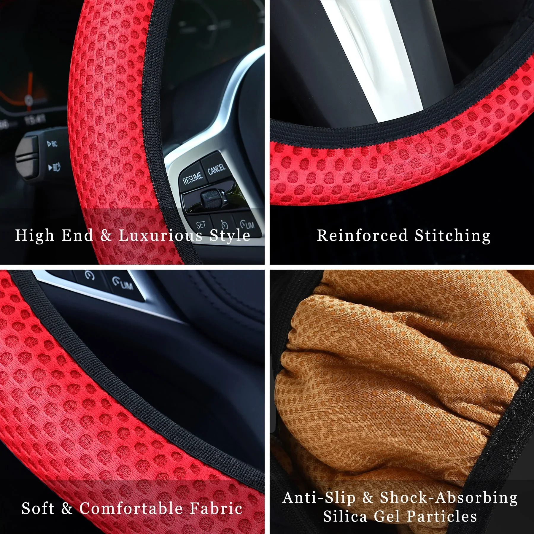 Steering Wheel Cover Universal Car Summer Ice Silk Breathable Non-slip Elastic Mesh