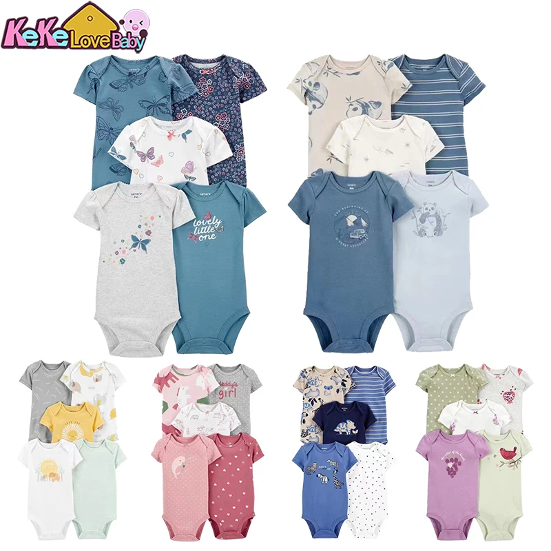 Baby Bodysuit Cotton Romper Summer Baby Bodysuits Boy Girl Fashion Flower Cotton Short Sleeves Newborn Clothing Jumpsuit Infant Outfits 6-24 Months