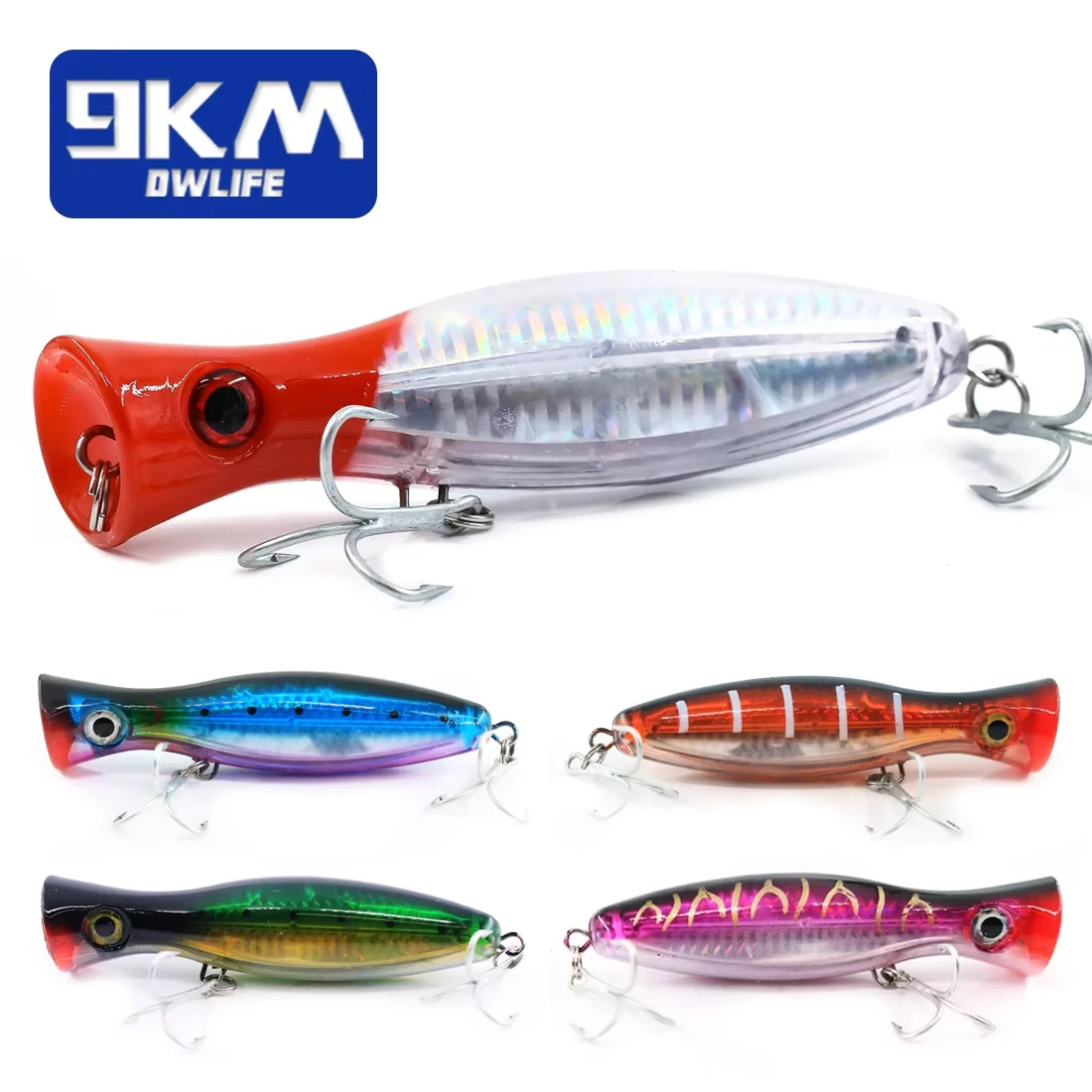 13 cm Popper-Köder zum Angeln, Topwater-Köder, Salzwasser mit Drillingshaken für Striper, Thunfisch, Bluefish, Offshore, großer Raubtierfisch
