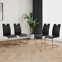 Modern Dining Chairs with Faux Leather Padded Seat Dining Living Room Chairs Upholstered Chair with Chrome Metal Legs Design fo 1