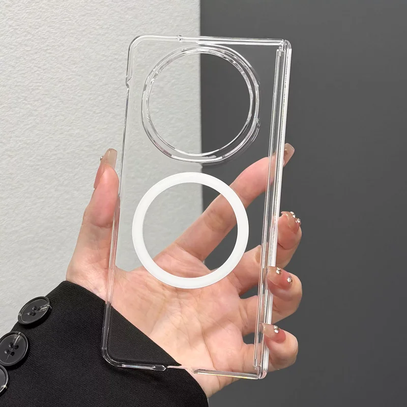 Clear Magnetic Cover with Transparent Back and Hinge Protection