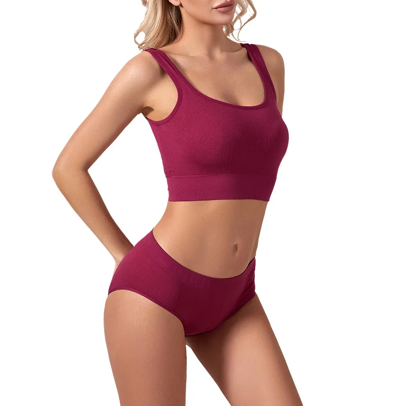 Gathering Traceless Beauty Back Set Sports Fitness Bra Yoga Comfort Vest Omslagdoek Gebreid Dames Driehoek