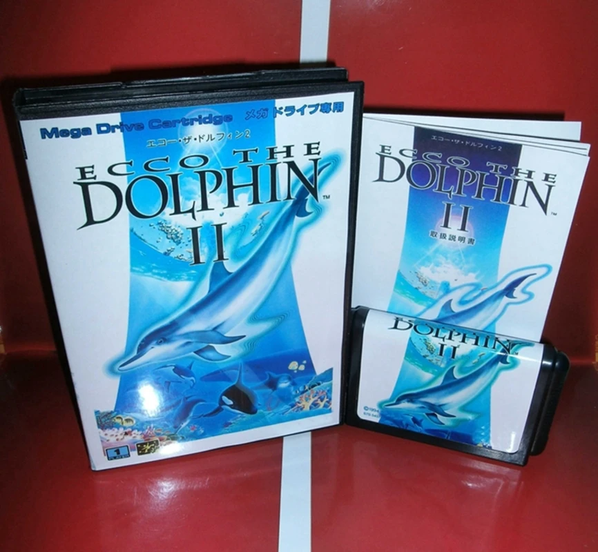Tarjeta de juego Ecco the Dolphin 2 con caja y Manual para Sega MD Megadrive Genesis System de 16 bits