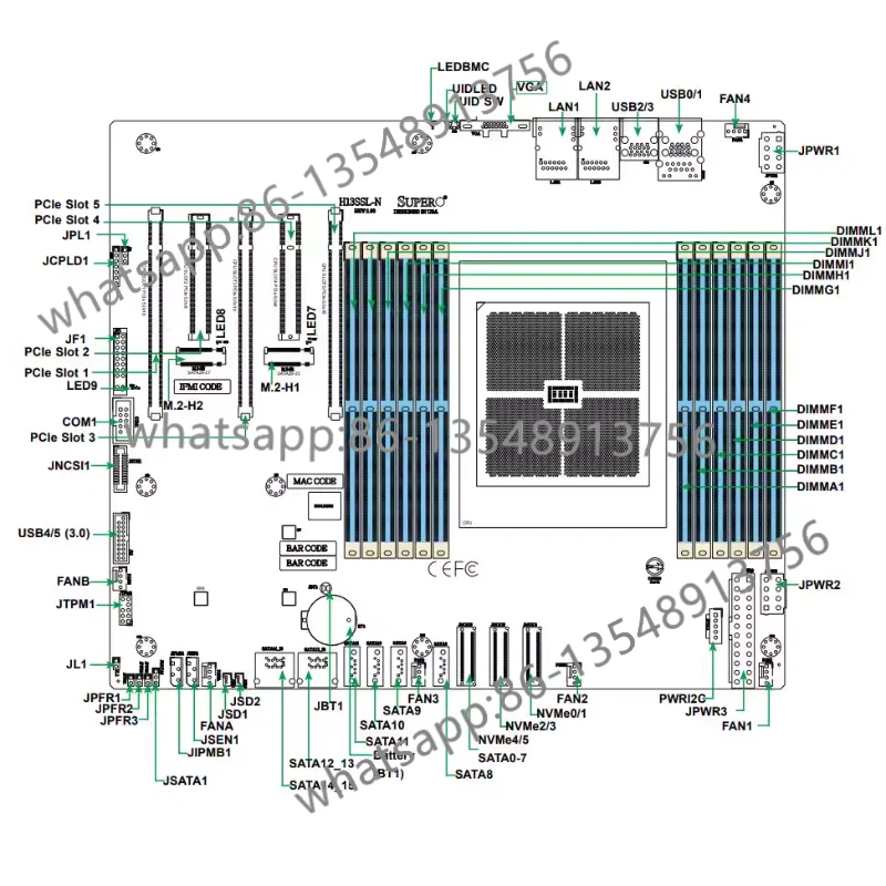 H13SSL-N/NT サーバーメインボード 第4世代 AMD EPYC 9004対応 96コア