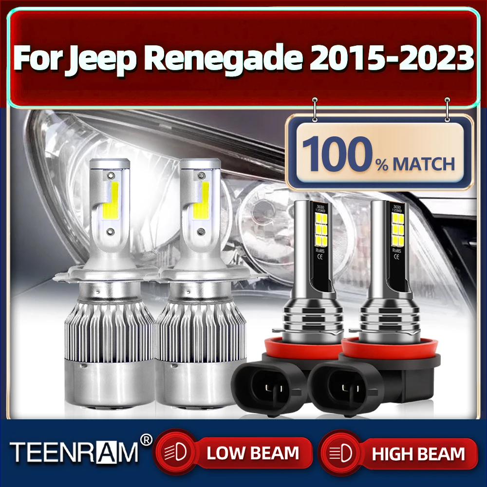 

40000LM LED Car Headlight Bulbs Canbus Car Light 6000K 12V Turbo Fog Lamp For Jeep Renegade 2015-2018 2019 2020 2021 2022 2023