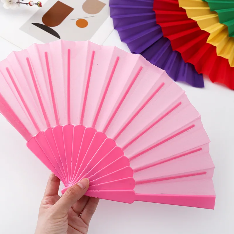 Plastic Folding Fan Chinese Style Retro Hand Held Fan Floral Dance Performances Custom Wedding Gift for Guest