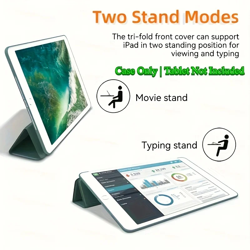 Versatile Protective Case with Soft TPU Back and Auto Sleep/Wake Cover