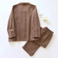 2026 New Spring Couple's Pajama Set 100% Cotton Long Sleeve Long Pants Two Piece Set for Men and Women's Home Furnishings - Image 3