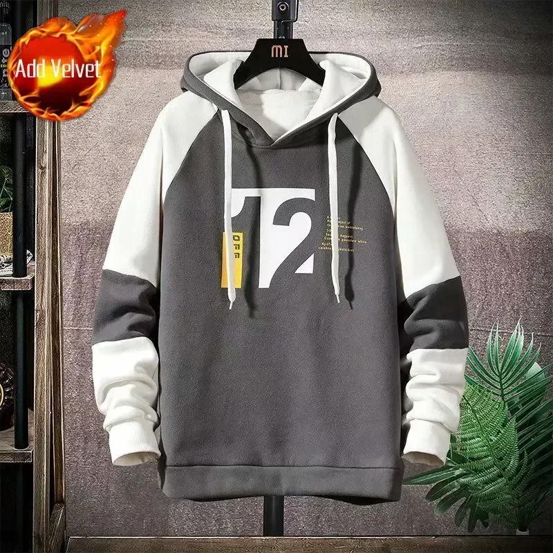 thumbnail image 1 of Sudadera con capucha negra con estampado para hombre, ropa masculina, sudadera con capucha y empalme gráfico, oferta de bienvenida, alta calidad, moda Harajuku Overfit, 1 of 5