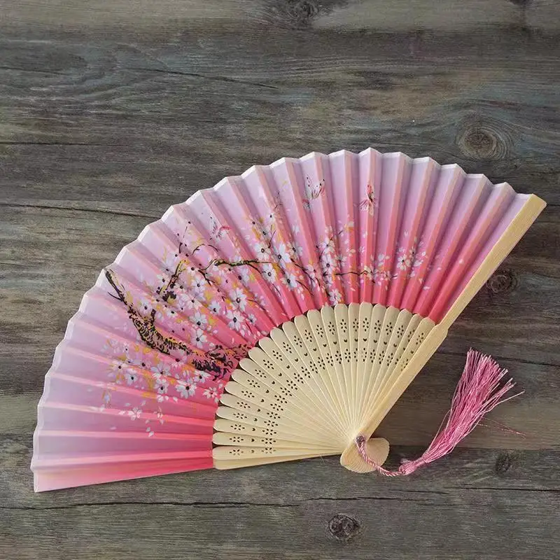 Foldable Silk Hand Fan - Bamboo Halloween Cosplay Prop  Party Decoration