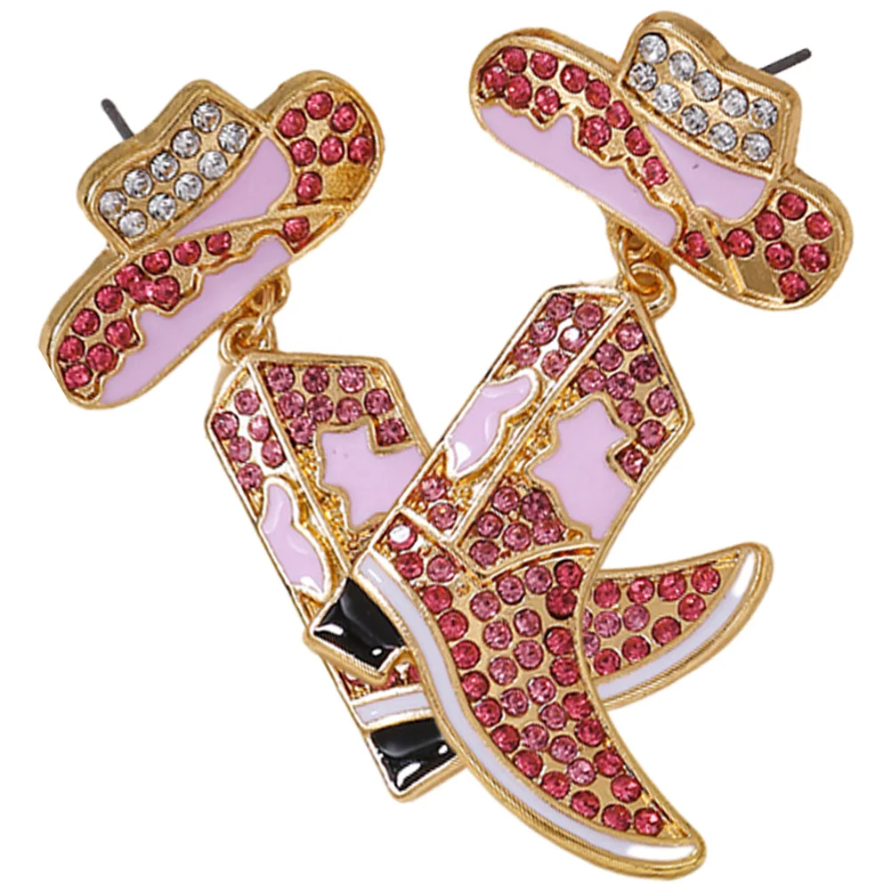 2024 New Metal Cowboy Earrings Boot Hat Pendant For Women Fashion Holiday Party Pink Jewelry Ear Accessory Gifts Wholesale Decor 5