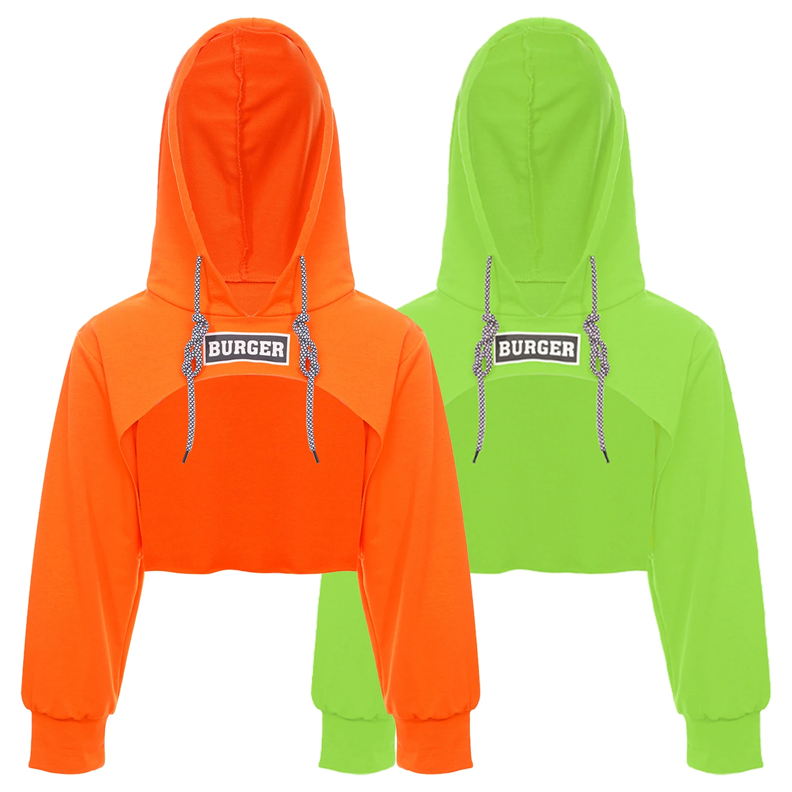 Kids Girls Fashion Cropped Hoodie Sweatshirt Hip Hop Jazz Dance Costumes Spring Autumn Letter Print Drawstring Hooded Crop Top baxinier girls white dance shoes jazz sneakers youth cheerleading shoes athletic training tennis kids competitive aerobics shoes