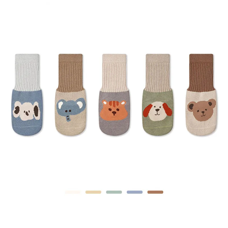 0-5 Years 5 Pairs Patchwork Cartoon Kids Baby Socks for Newborn Girls Boys Middle Length Tube Socks Baby Accessory 3
