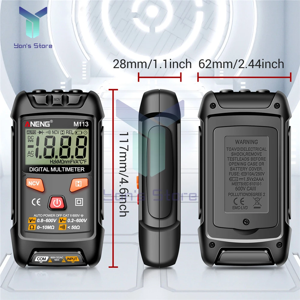ANENG M113 Automatic Professional Digital Multimeter 1Pcs 1999 Counts Auto AC/DC Votage Tester Ohm Current Ammeter Detector Tool