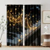 2 pcs, filtering curtains (excluding rods, non-movable, without batteries) Golden Piano & Musical Notes for use in bedrooms and 1