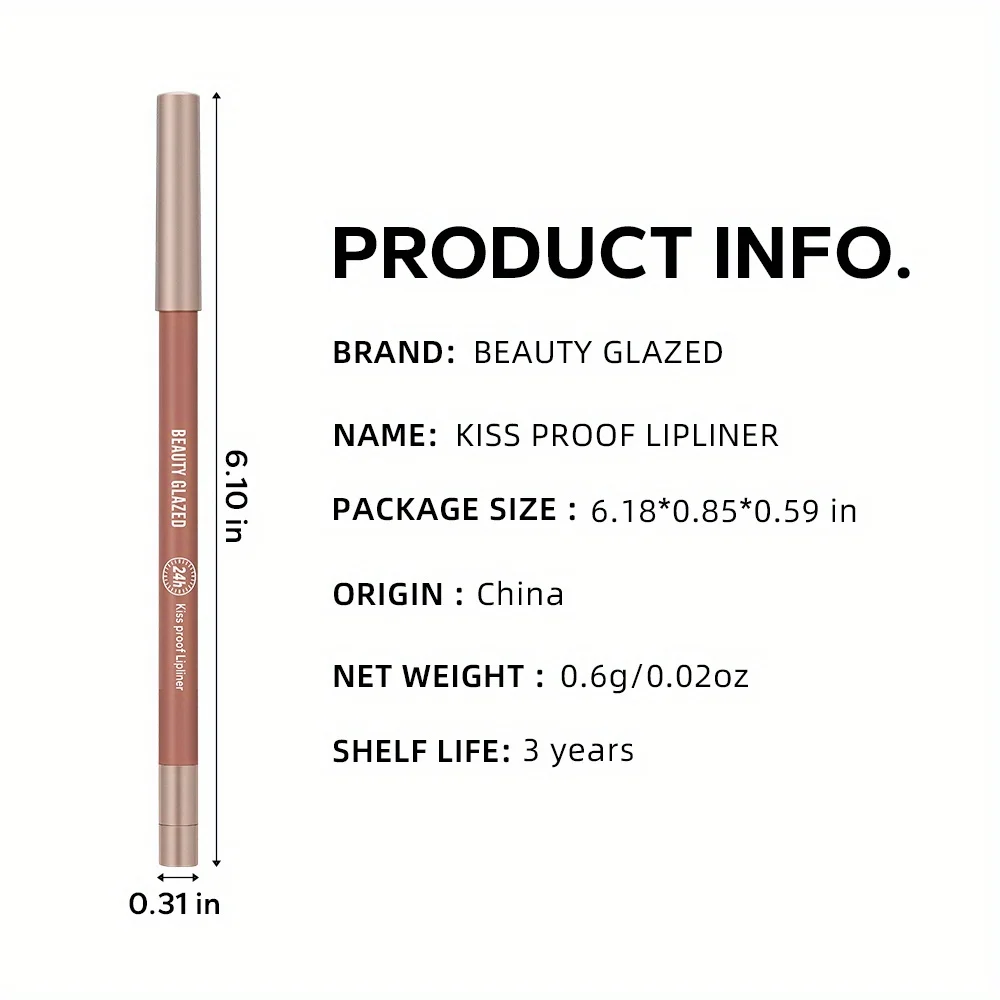 BEAUTY GLAZED 10 Color Lipliner High Pigment Matte Waterproof Natural Shaping Lip Liner Lipstick Makeup lip liner,lip liner pencil,lipliner pencil,lip liner set
