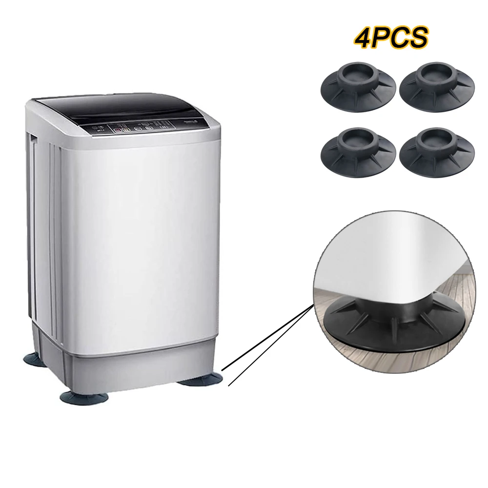 4Pcs Washing Machine Feet Pads Floor Mat Rubber No-slip Shockproof Refrigerator Office Chair Furniture Protector Roller Feet Mat