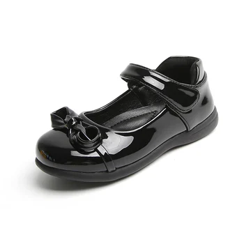 Girls Leather Shoes for Children Wedding Dress Princess School Shoes Kids Summer Bow-knot Black Student Sandals Korean Fashion 1