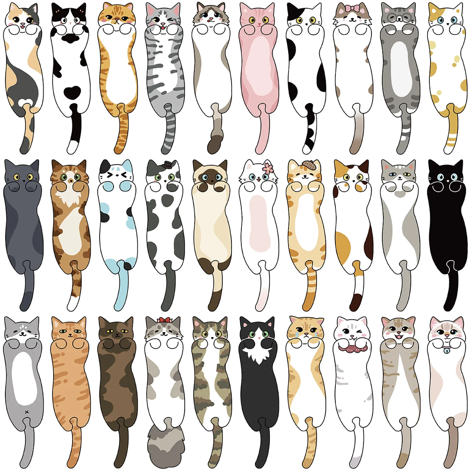 30Pcs Cartoon Reading Cat Bookmarks Set Cute Aesthetic Page Markers for Students DIY Book Annotation Stationery Supplies animal bookmark,bookmarks stationery supplies