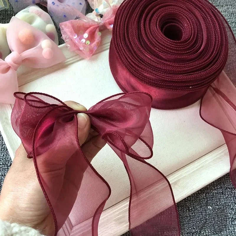 Organza 물결 모양 가장자리 메쉬 리본 스트립, DIY 부케 포장 용품, 수제 활 공예 재료, 축제 파티 장식, 5M