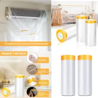 Pre-Taped Masking Film Anti Dust Plastic Drop Cloth Film for r Spray Paint Automobile Painting Living Room Furniture Dust-proof 1