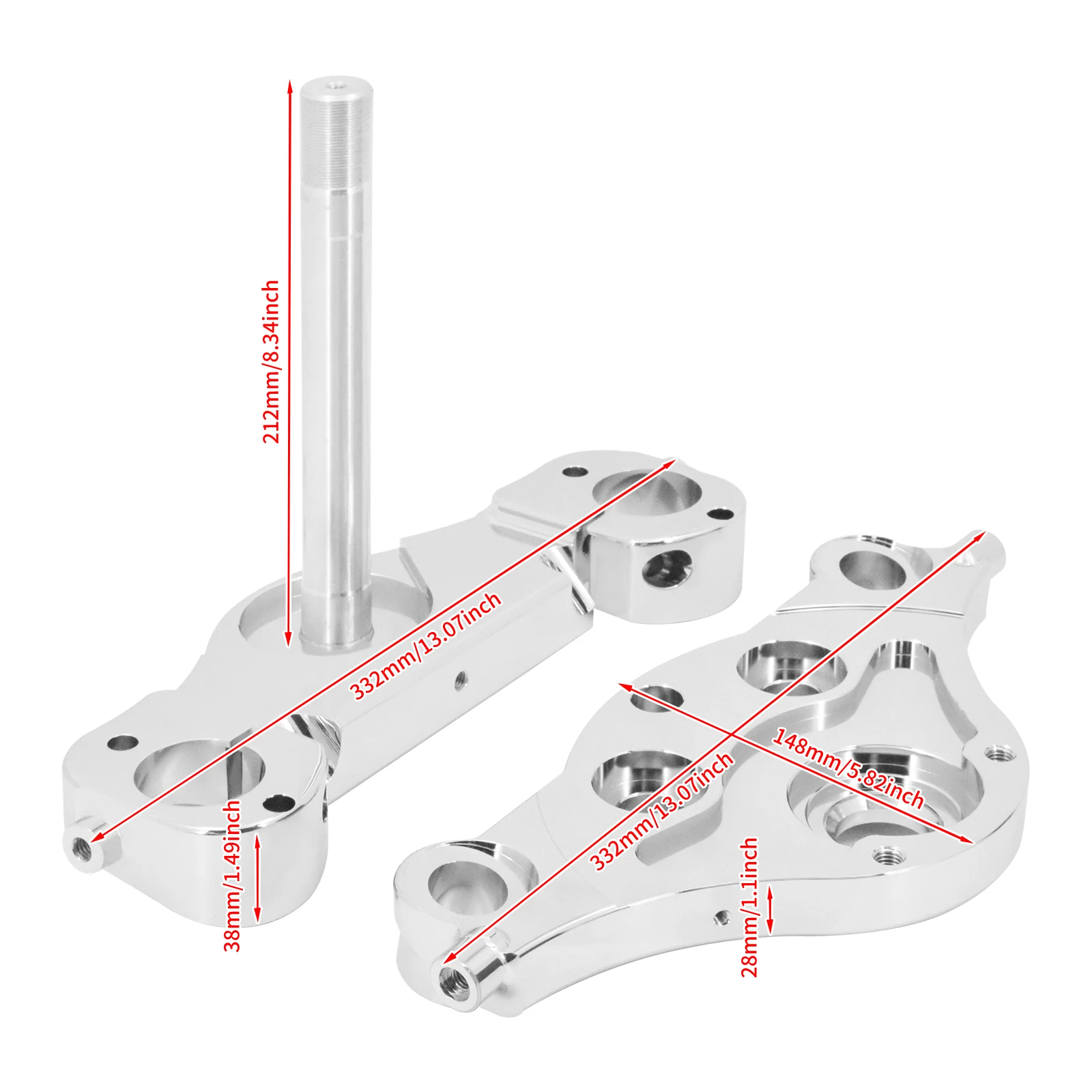 6 Degree Raked Triple Trees kits For Harley 97-13 Touring Bagger 21 23  Wheel