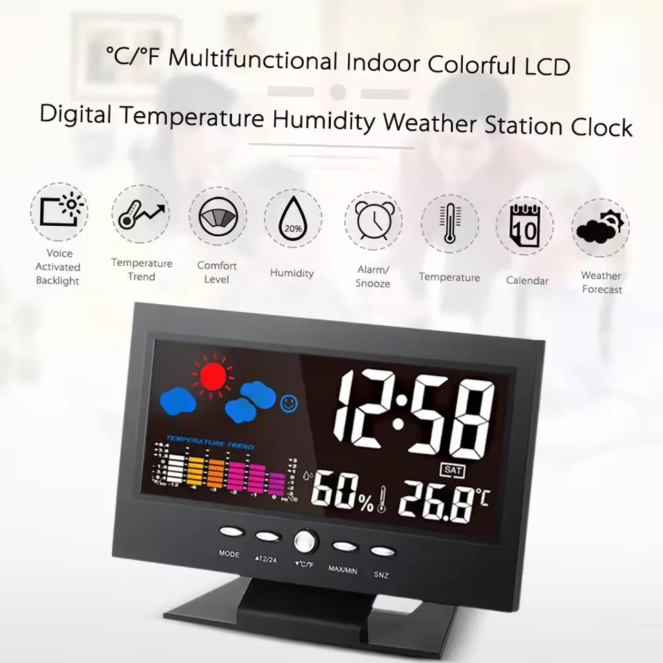Digital Weather Station Thermometer Hygrometer Clock