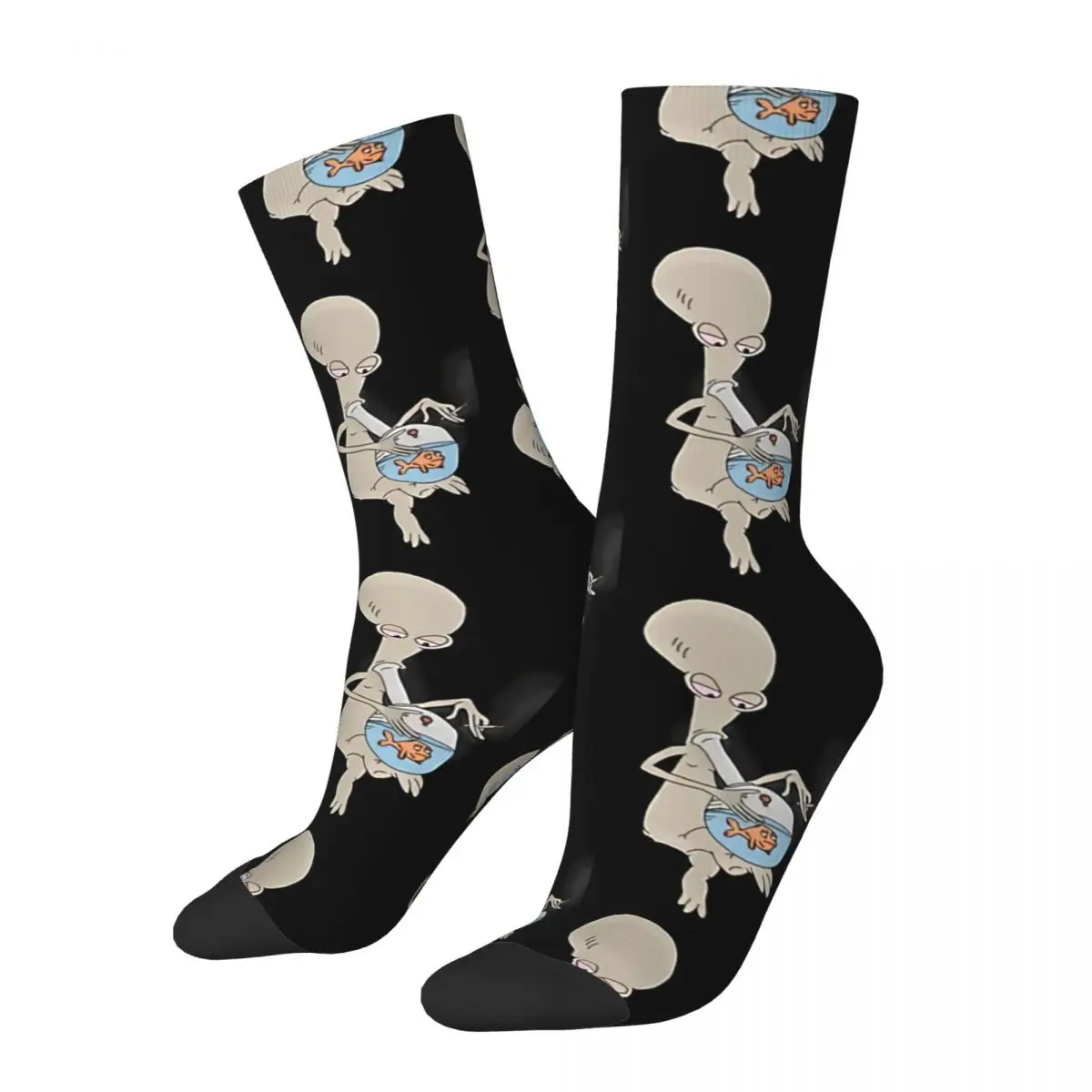 

Funny Men's Socks Roger Smokin' Up Retro Harajuku Alien Street Style Novelty Crew Crazy Sock Gift Pattern Printed