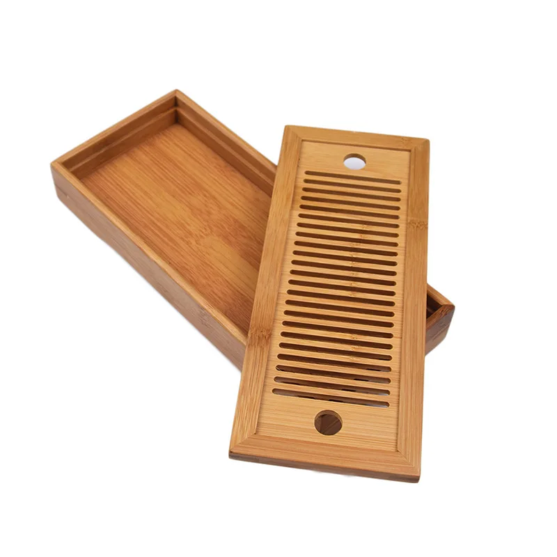 Tea Tray Tea Set Chinese Bamboo Tea Tray Set Drainage Water Storage Kung Fu Tea Drawer Board Household Board Room Table 25*14*3.5cm