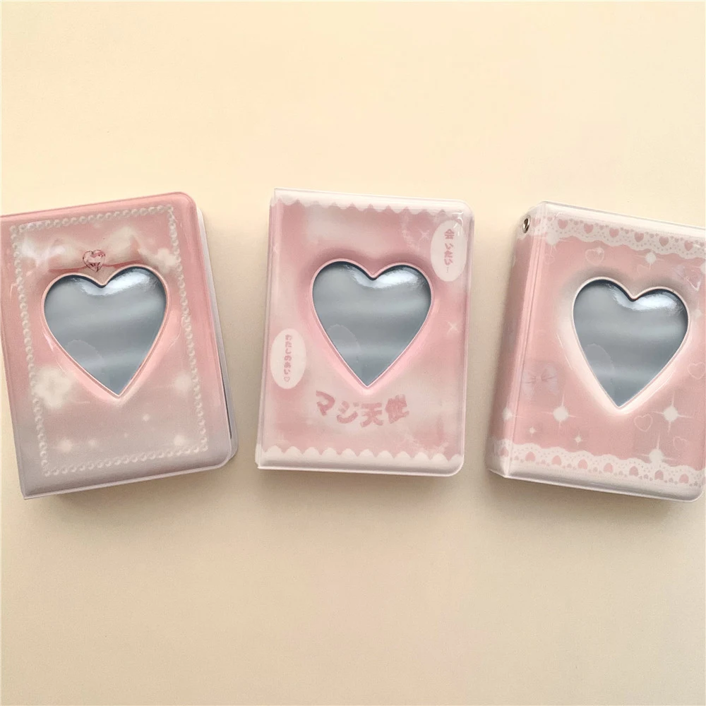 Ins Pink Style Photo Album Kpop Idol Portafoto 40 Griglie Cartoon Photos Collect Book Cute White Lace Binder Album