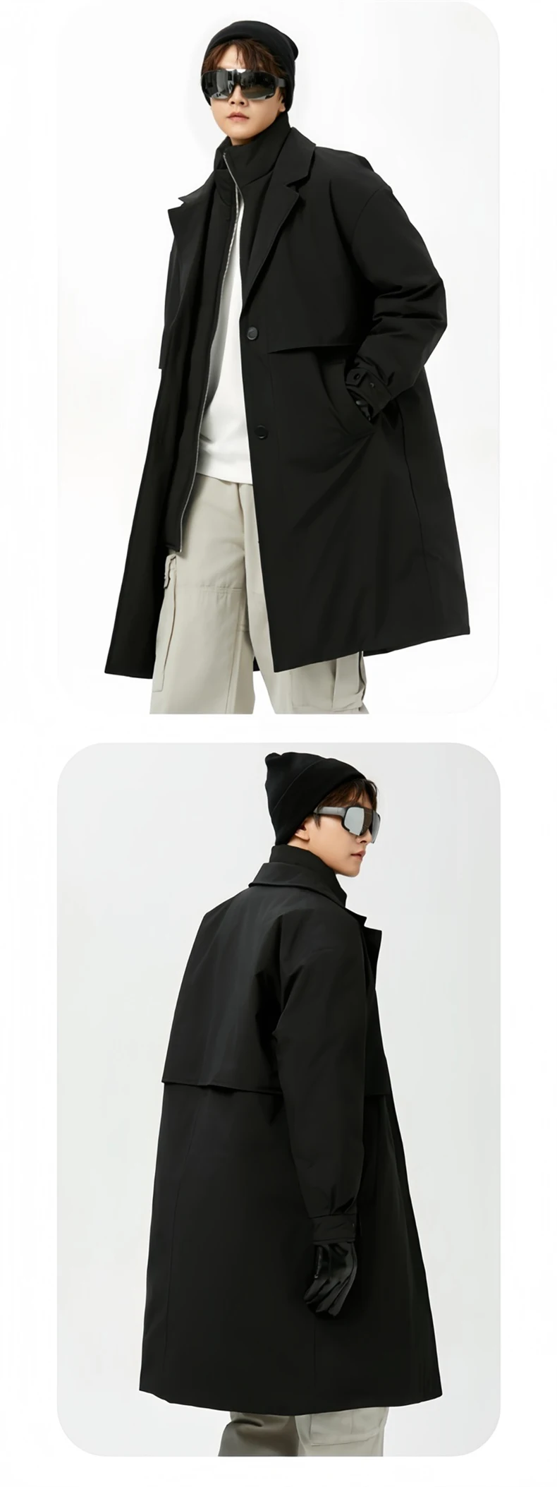 Winter Down Jacket Women Windbreaker Jacket Unisex Down Coat Warm Fake Two-Piece Two-Way Zipper Casual Loose Fit Men Winter Coat