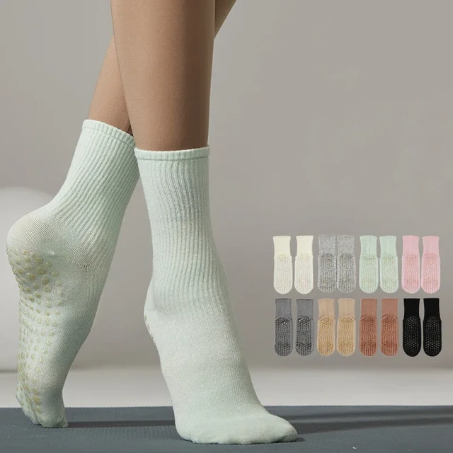 Calcetines Antideslizantes De Silicona Para Mujer, Medias Deportivas  Cálidas Para Pilates, Baile, Gimnasio, Yoga, Otoño E Invierno - Calcetines  Deportivos - AliExpress