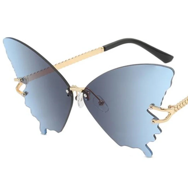 

Fashion Rimless Sunglasses Women Butterfly Sun Glasse Gradient Color Eyeglasses Anti-UV Spectacles Alloy Temples Goggles