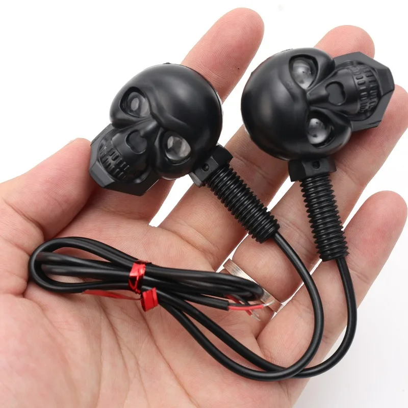 Dual Color Motorcycle LED Skull Shape Waterproof Fog Light Auxiliary Headlights for ATV Scooter Driving Racer Spotlight 2PCS