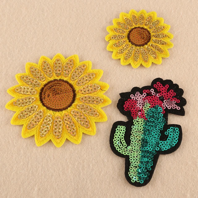 Iron On Patches, Sunflowers for Sewing, DIY Crafts (3 Sizes, 18 Pieces) 