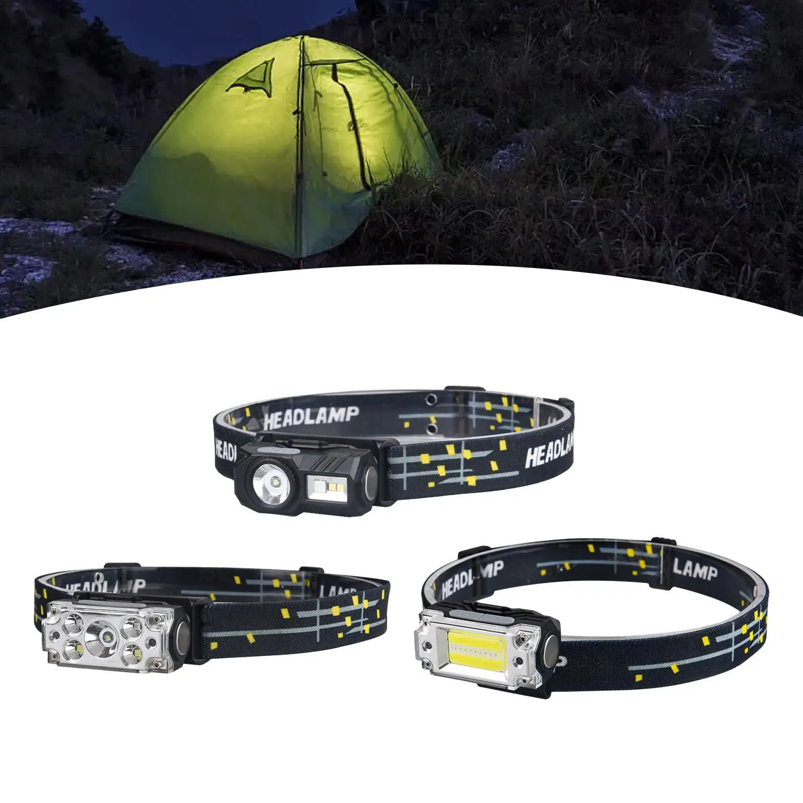 

Headlamp Waterproof Head Light Super Bright 3 Modes LED Headlight Head Flashlight for Running Walking Hunting Hiking Camping