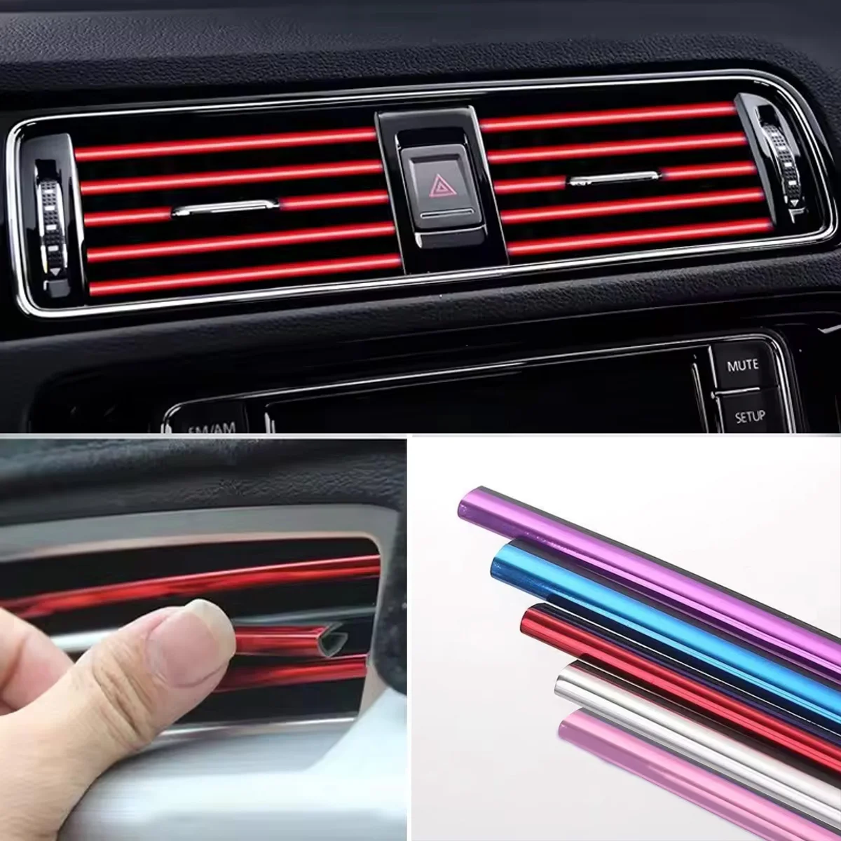 5-Color U-Shaped Chrome Car Decoration Strip Clip