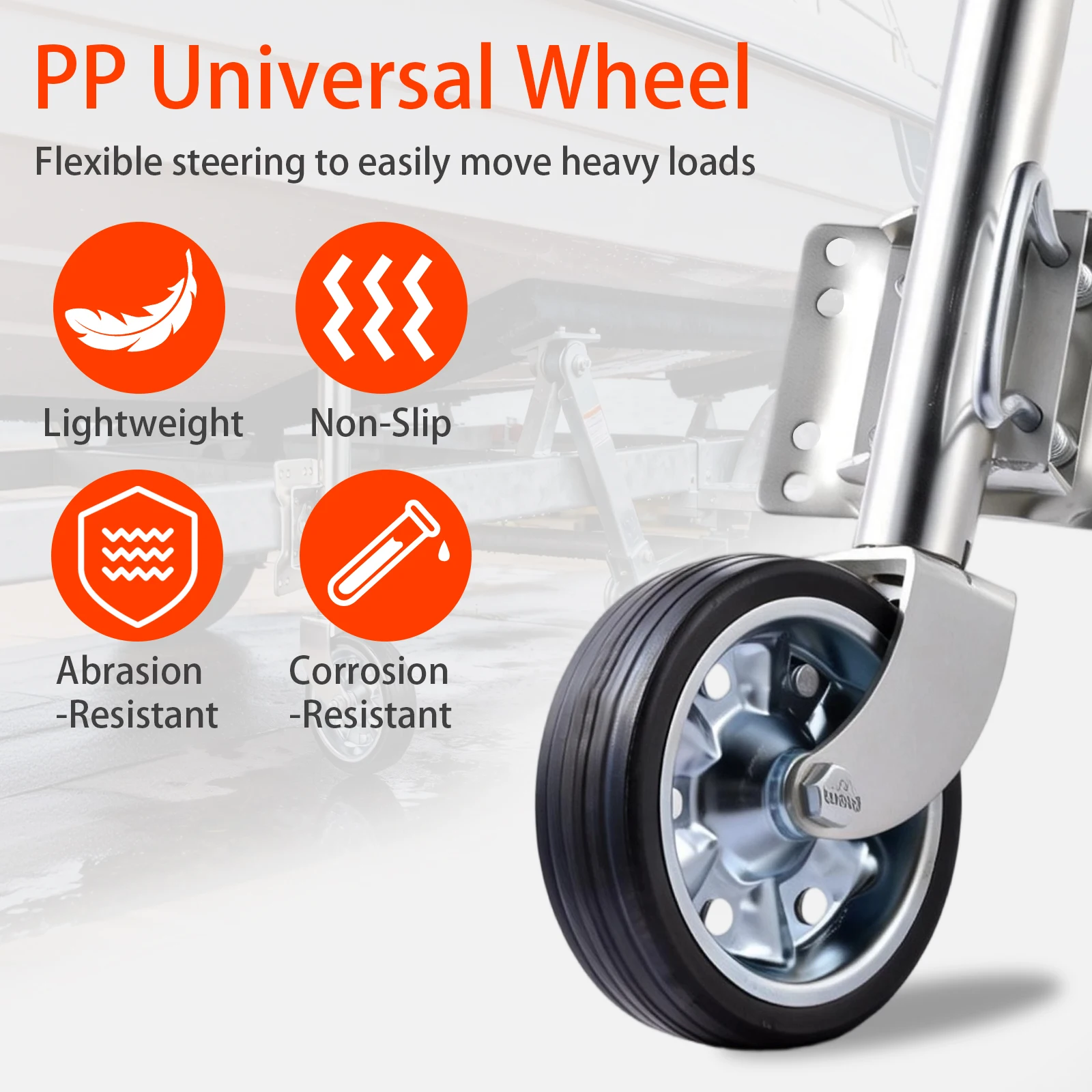 680 kg Schwerlast-Anhängerständer mit Rad, Verzinkter Universal-Anhängerständer mit Vollgummirad für Wohnmobil- und Bootsanhänger – Detail 4
