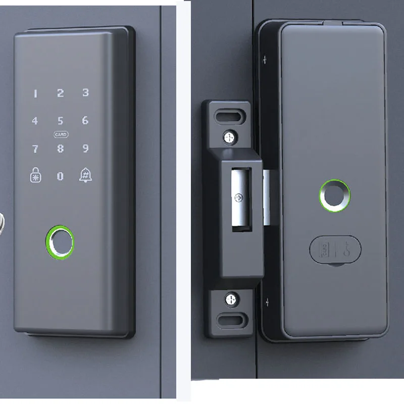 Slim Thin Frame Door Lock Sliding Smart Patio Door Handle With Fingerprint Password IC Card Keypad Digital Key APP Remote Lock