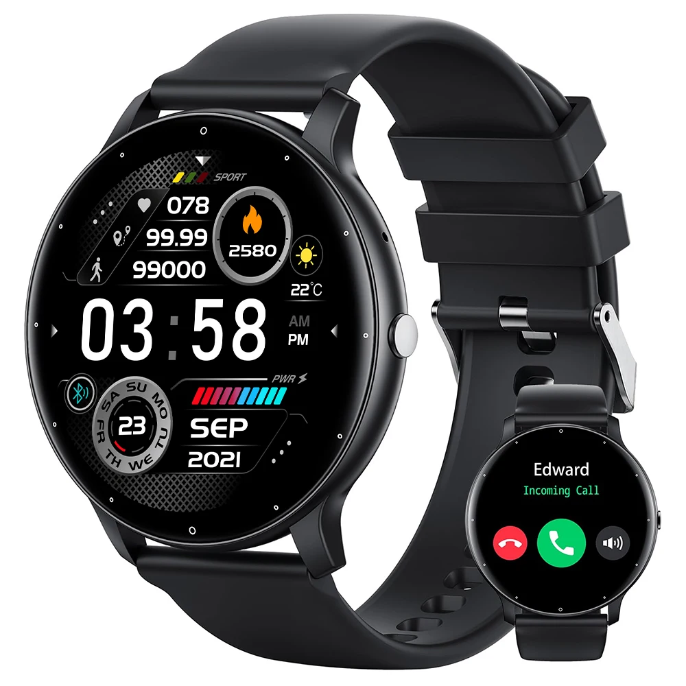 ساعة ذكية PEJE مع شاشة لمس كاملة 1.28 بوصة، أكثر م...