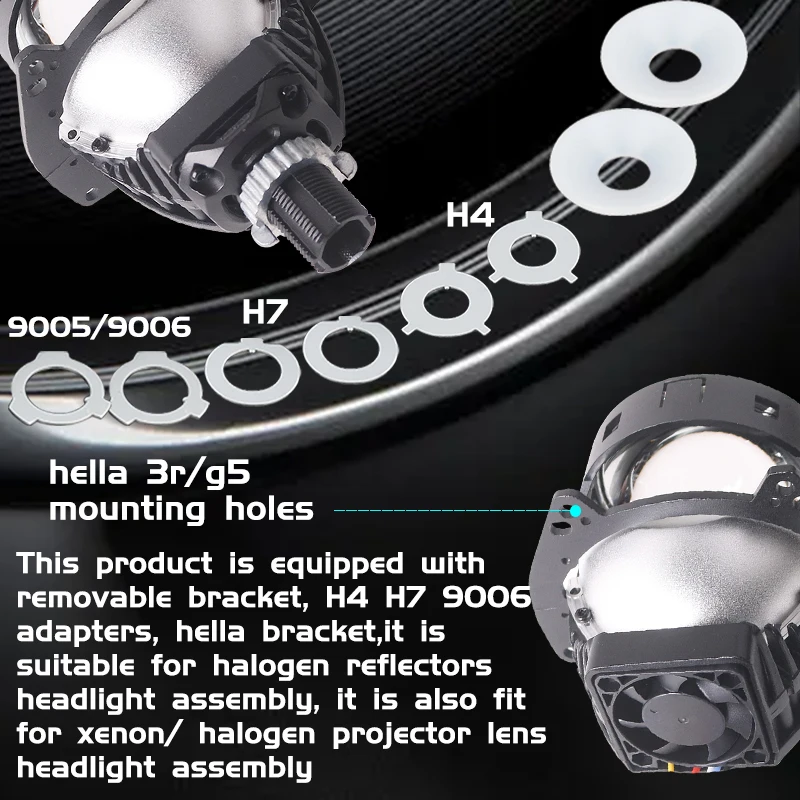 SANVI 3인치 앱 제어 스마트 바이 LED 렌즈 프로젝터 헤드라이트 120W 3000K-6000K 헬라3R G5 H4 H7 9005 9006 자동차 라이트 개조용