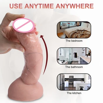 New Soft Realistic Thick Big Dildo Large Suction Cup Dick Anal Plug Rose Toy for Men Women Lesbian Skin Feel Masturbation Penis 5